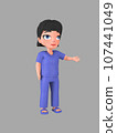 Short-haired female character in nursing assistant uniform ,3d rendering 107441049