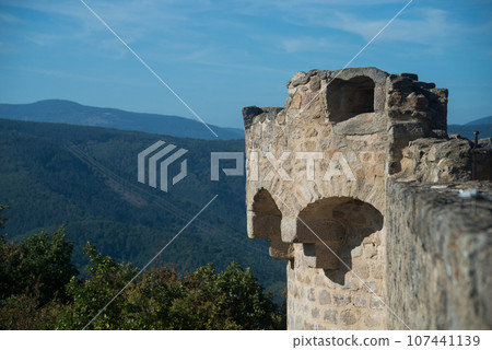Closeup of the famous medieval castle of Hohlandsbourg in alsace - France Closeup of the famous medieval castle of Hohlandsbourg in alsace - France 107441139