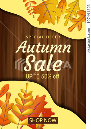 Autumn, Fall Sale poster 3d background Autumn, Fall Sale poster 3d background 107441203