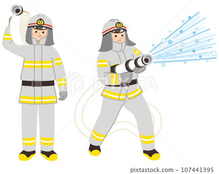 Firefighter during firefighting disaster prevention rescue Firefighter during firefighting disaster prevention rescue 107441395