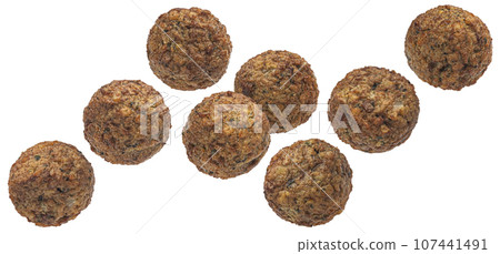Falafel balls isolated on white background, full depth of field 107441491