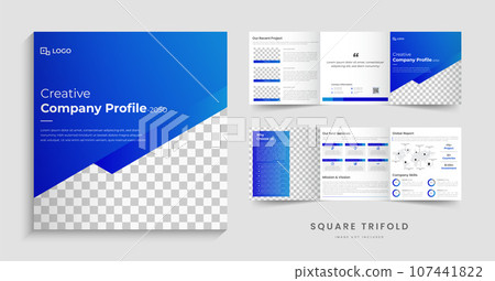 Corporate company profile square Trifold Brochure template design Corporate company profile square Trifold Brochure template design 107441822