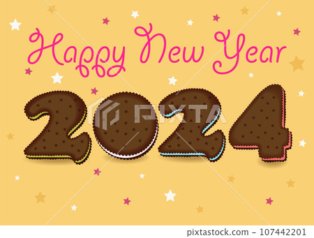 Happy New Year 2024 Chocolate Cookies Happy New Year 2024 Chocolate Cookies 107442201