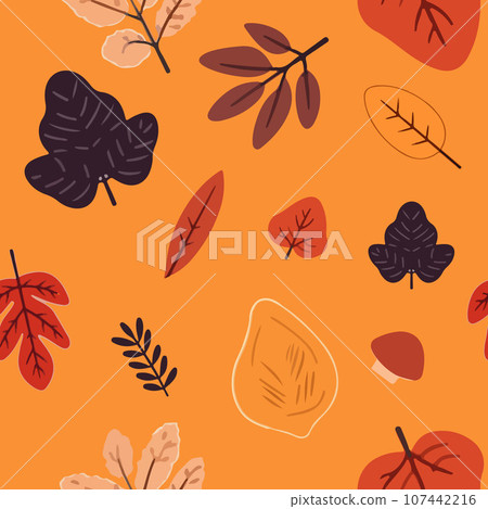 Vector isolated illustration of a pattern with autumn leaves. 107442216