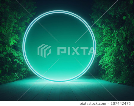 High-resolution photograph of a landscape and a dedicated podium, serving as a potential advertising spot for goods or other objects. Created with generative AI tools High-resolution photograph of a landscape and a dedicated podium, serving as a potential advertising spot for goods or other objects. Created with generative AI tools 107442475