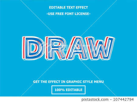 Draw 3D editable text effect template. Style premium free font license vector 107442794