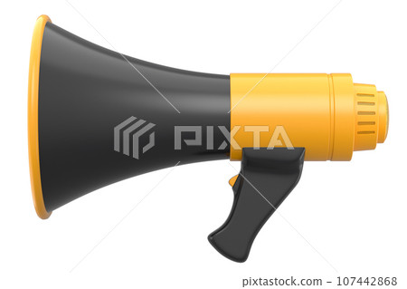 Megaphone for advertisement or hiring isolated on white background. Megaphone for advertisement or hiring isolated on white background. 107442868