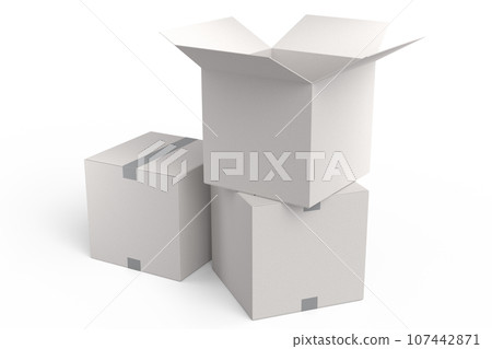 Cardboard box or carton on white background, carrying parcel and online shopping Cardboard box or carton on white background, carrying parcel and online shopping 107442871