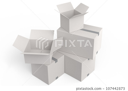 Cardboard box or carton on white background, carrying parcel and online shopping Cardboard box or carton on white background, carrying parcel and online shopping 107442873
