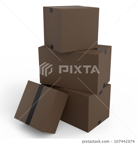 Cardboard box or carton on white background, carrying parcel and online shopping Cardboard box or carton on white background, carrying parcel and online shopping 107442874