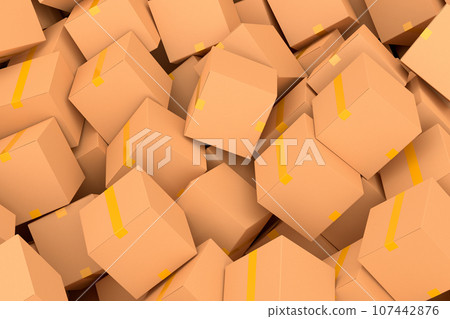 Cardboard box or carton on white background, carrying parcel and online shopping 107442876