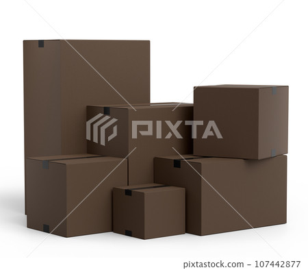 Cardboard box or carton on white background, carrying parcel and online shopping Cardboard box or carton on white background, carrying parcel and online shopping 107442877