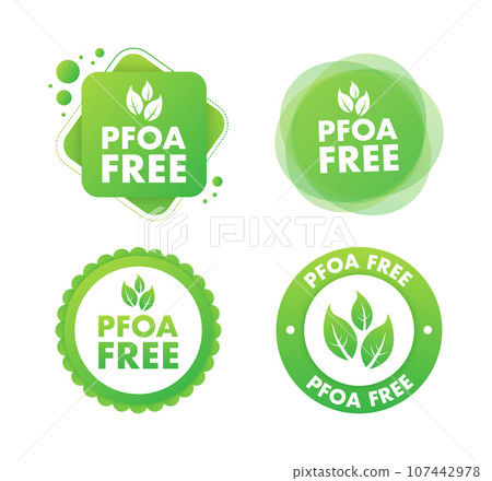 Pfas Free label. Proper nutrition, healthy eating. Pfas Free sign .Vector stock illustration. 107442978
