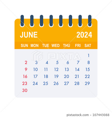 June 2024 Calendar Leaf. Calendar 2024 in flat style. Vector stock illustration 107443088