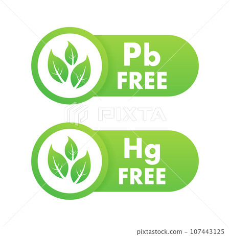 Pb free, Hg free lead and mercury free icon. Vector stock illustration Pb free, Hg free lead and mercury free icon. Vector stock illustration 107443125