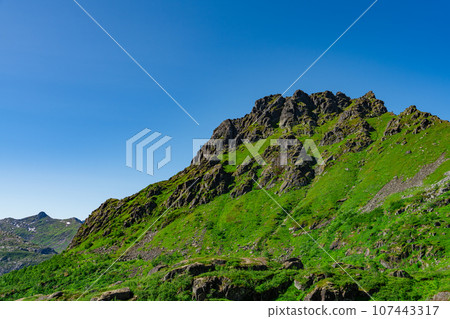 Dramatic, Picturesque scene, Breathtaking, Impressive summer landscape of lofoten island, Norway 107443317