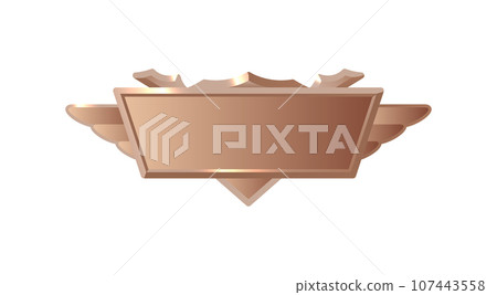 Bronze metal frame with wings for game ui design. 107443558