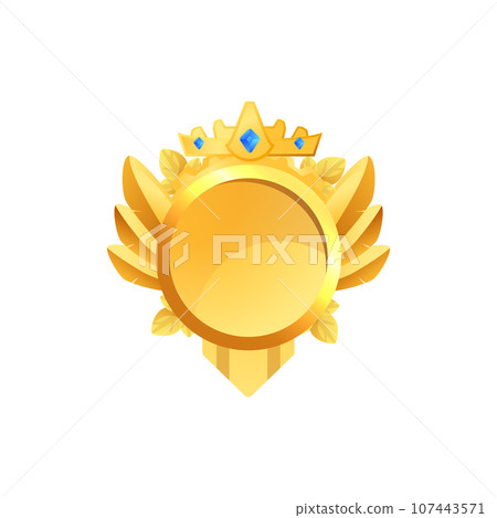 Golden award icon for game design, vector illustration isolated on white. 107443571