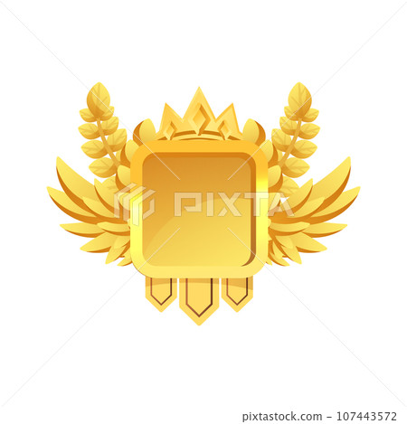 Award golden medal or ranking tablet realistic vector illustration isolated. 107443572