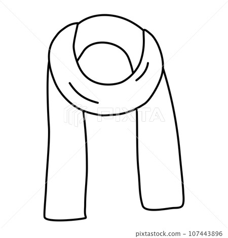 Rolled up warm winter scarf, doodle style flat vector outline for coloring book Rolled up warm winter scarf, doodle style flat vector outline for coloring book 107443896