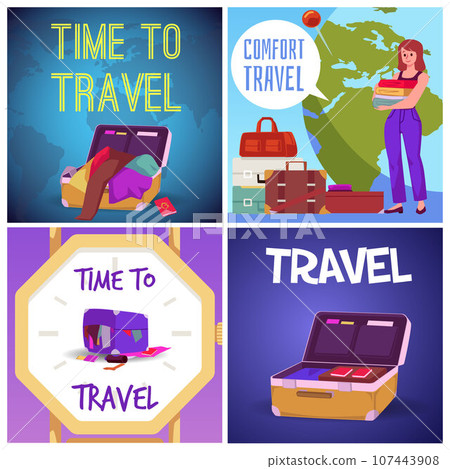 Set of vector illustration for Time to travel concept. Set of vector illustration for Time to travel concept. 107443908