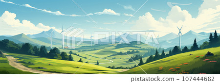 Wind turbines in the mountains 107444682
