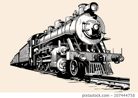 Old steam locomotive. Old steam locomotive. 107444758