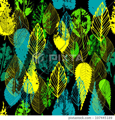 Autumn leaves print. Seamless background. hand drawing. Not AI, Illustrat3 . Vector illustration 107445189