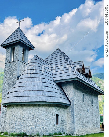 Christian Church in the village of Theth in Theth National Park, Albania. 107445509