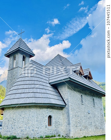 Christian Church in the village of Theth in Theth National Park, Albania. 107445511