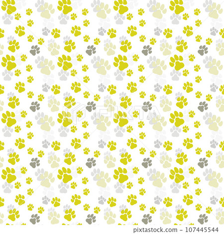 Colorful doodle paw prints and bone seamless pattern for textile design Colorful doodle paw prints and bone seamless pattern for textile design 107445544