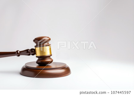 Judge gavel and soundboard isolated on white background Judge gavel and soundboard isolated on white background 107445597