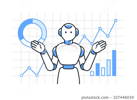 Simple vector icon illustration material of a humanoid AI robot that performs analysis. 107446039