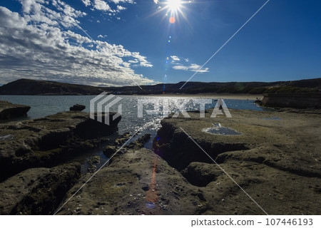 Coastal landscape with cliffs in Peninsula Valdes, World Heritage Site, Patagonia Argentina Coastal landscape with cliffs in Peninsula Valdes, World Heritage Site, Patagonia Argentina 107446193