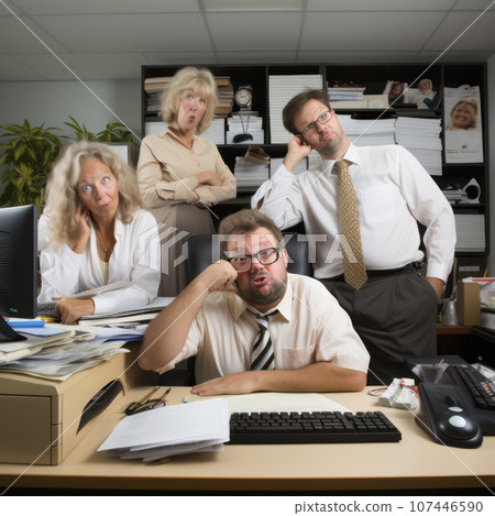 lifestyle photo humor of elderly old office workers bored lifestyle photo humor of elderly old office workers bored 107446590