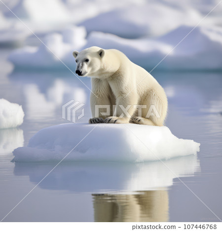 polar bear sitting on lonely piece of ice polar bear sitting on lonely piece of ice 107446768