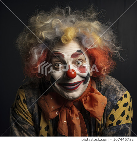 lifestyle photo humor an elderly old clown woman 107446782