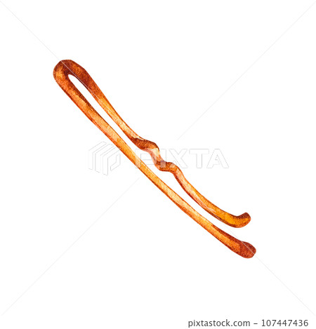 Golden hairpin hand drawn isolated Golden hairpin hand drawn isolated 107447436