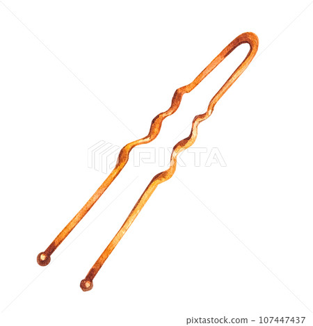 Golden hairpin hand drawn isolated 107447437