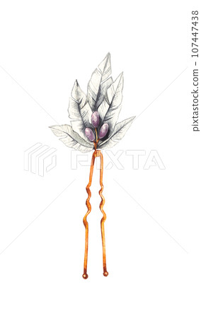 Golden hairpin hand drawn isolated 107447438