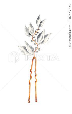 Golden hairpin hand drawn isolated 107447439