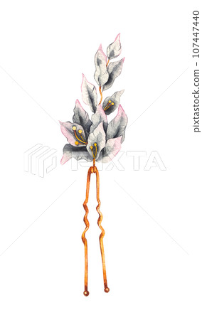 Golden hairpin hand drawn isolated 107447440