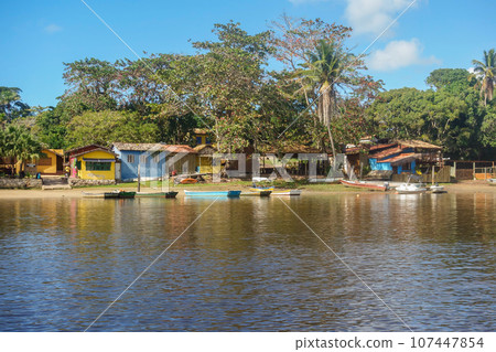 small village of Caraiva, coastal and riverside community located in Porto Seguro, Bahia, Brazil small village of Caraiva, coastal and riverside community located in Porto Seguro, Bahia, Brazil 107447854