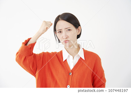 Angry woman white background Angry woman white background 107448197