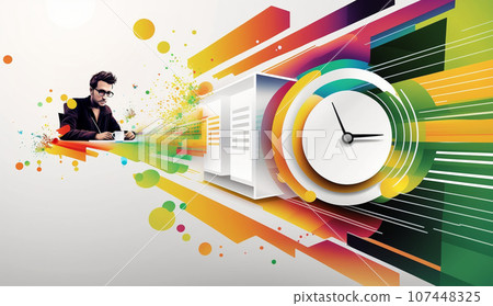 思考提高工作效率的商人：時間就是金錢：不可抗拒的命運之鐘：時間擋道 107448325