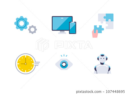 Business simple vector filled icon illustration set material Business simple vector filled icon illustration set material 107448695