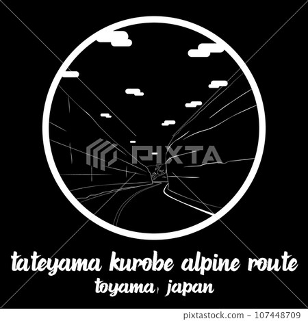 Circle Icon line Tateyama Kurobe Alpine Route. vector illustration Circle Icon line Tateyama Kurobe Alpine Route. vector illustration 107448709