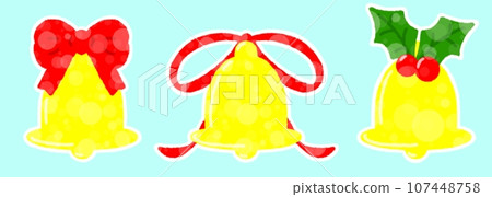 可愛鈴鐺插圖 3 件套【帶白色邊框】 可愛鈴鐺插圖 3 件套【帶白色邊框】 107448758