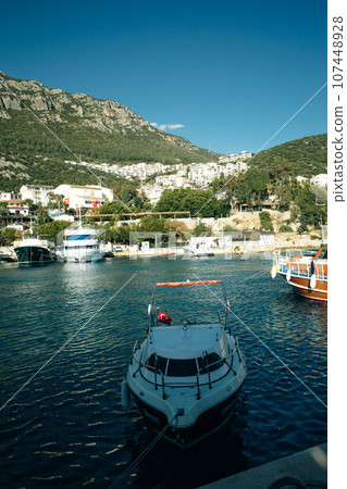 The harbour at Kas or Kash on the Mediterranean coast of Turkey - may 2023 The harbour at Kas or Kash on the Mediterranean coast of Turkey - may 2023 107448928