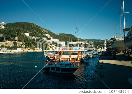 The harbour at Kas or Kash on the Mediterranean coast of Turkey - may 2023 The harbour at Kas or Kash on the Mediterranean coast of Turkey - may 2023 107448934